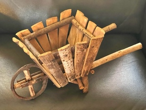 lot 130 image: 14x 7x 6 Hand-Crafted Bentwood Decorative Wheel Barrow&nbsp