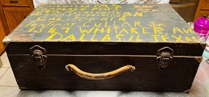 lot 146 image: 30x16x8 - WWII Era Seabees Wooden Footlocker