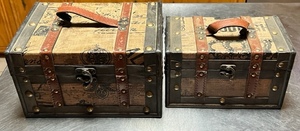 lot 151 image: 2 Hobby Lobby Home Decor Decorative Chests wClasps - 10.5x 7.5x 5.91 and 9x 5.5x 5