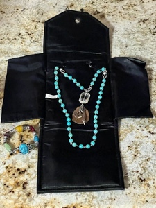 lot 162 image: Multi-Colored Stone Bracelet &amp Beautiful Turquoise Look Necklace wCrystal, Charms &amp Case