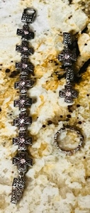 lot 169 image: 7.5 Cross Bracelet wMatching Earrings &amp Ring