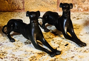 lot 197 image: Heavy 11x 5 Pair of Brass Wolfhounds