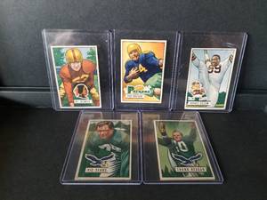 lot 89 image: 1951 Bowman Football cards - Demao, Fritsch, Gillom, Sears, and Reagan