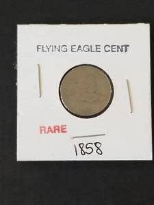 lot 7 image: 1858 Flying Eagle Cent - rare coin