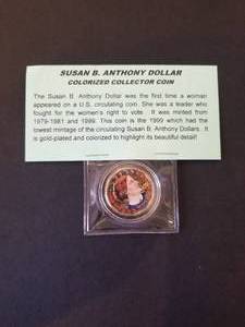 lot 49 image: Susan B. Anthony Dollar 1999 - colorized collector coin