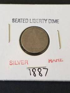 lot 77 image: 1887 Seated Liberty Dime - Rare silver coin