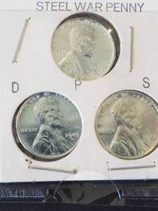 lot 137 image: 1943 Steel warwheat pennies - D, P, and S mints