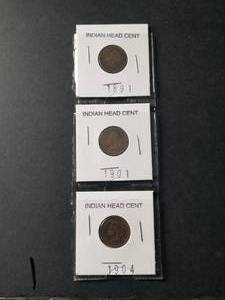 lot 170 image: Selection of Indian Head One Cent pieces - 1891, 1901, and 1904