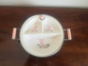 lot 101 image: Vintage Excello Chromium baby warming food dish - Little Bo Peep - Made in the USA