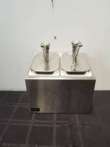 lot 70 image: Stainless steel condiment 2 station pump dispenser