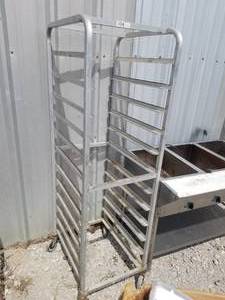 lot 79 image: Stainless Steel cooling rack on wheels - 20 by 26 by 69