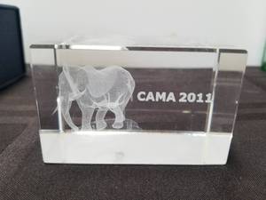 lot 193 image: Cama 2011 Elephant paperweight in case by Kindell