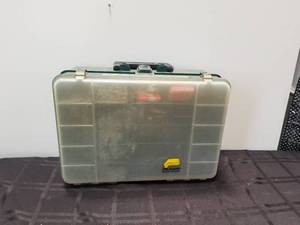 lot 218 image: Plano fishing tackle box with some lures, etc.