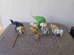 lot 185 image: Selection of stone, jade elephants