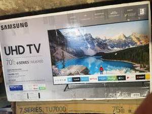 lot 259 image: Samsung - 70 tv - not tested (unknown working condition) - damage on bottom corner - no plug or remote-(can be ordered)