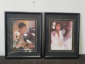 lot 268 image: Selection of 2 framed and matted watercolor prints by Harmon Montgomery