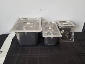 lot 270 image: Selection of stainless-steel restaurant style containers with covers