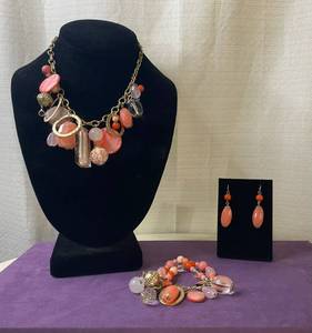lot 1 image: PREMIER DESIGNS SET OF (1) NECKLACE, (1) PAIR OF EARRINGS, AND (1) BRACELET IN STYLE, DESIGN, AND COLOR(S) SHOWN. (SOLD 3 X THE MONEY)