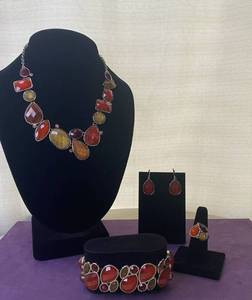 lot 40 image: PREMIER DESIGNS SET OF (1) NECKLACE, (1) PAIR OF EARRINGS, (1) BRACELET IN STYLE, AND (1) RING IN DESIGN, AND COLOR(S) SHOWN. (SOLD 4 X THE MONEY)