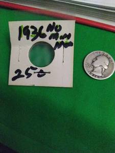 lot 93 image: 1936 QUARTER NO MINT MARK