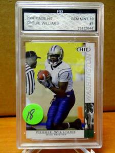 lot 18 image: GEM MINT 10 GRADED - 2004 SAGE HIT Football #1 Reggie Williams Rookie $$