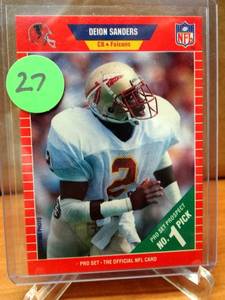 lot 27 image: ROOKIE CARD - DEION SANDERS 1989 NFL Pro Set #486 Falcons Rookie