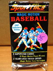 lot 35 image: 1987 Sportsflics Magic Motion Baseball Wax Pack - UNOPENED
