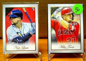 lot 36 image: TOPPS GALLERY LOT - 2019 Topps Gallery Mike Trout #105 Los Angeles Angels & Nate Lowe 2019 Topps Gallery RC #2 Texas Rangers