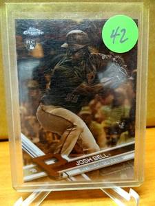 lot 42 image: SEPIA REFRACTOR ROOKIE - 2017 Topps Chrome #158 Josh Bell SEPIA Refractor Rookie Card Pirates Nationals $$