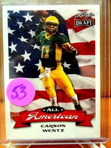 lot 53 image: ROOKIE CARD -  2016 Leaf Draft Carson Wentz Aa-02 Rookie C Eagles Football Card