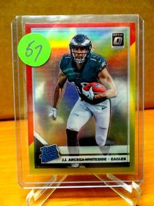 lot 57 image: RATED ROOKIE - 2019 Panini Donruss Optic Rated Rookie J.J. Arcega-Whiteside Red & Yellow Eagles $$
