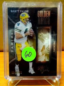 lot 60 image: RARE LIMITED EDITION 004100 - Brett Favre - 2016 Panini Black Gold Golden Arms #d 42225 - Green Bay Packers $$$