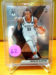 lot 62 image: ROOKIE - #236 NICOLAS CLAXTON 2019-20 PANINI MOSAIC RC BROOKLYN NETS