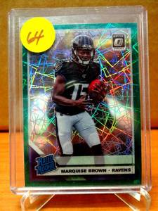 lot 64 image: ROOKIE - MARQUISE BROWN 2019 Panini Optic Green Velocity Prizm RC #162 Rookie Ravens $$$