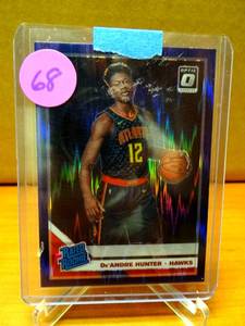 lot 68 image: PURPLE SHOCK ROOKIE - 2019-20 Donruss Optic Purple Shock Prizm DeAndre Hunter RC #198 Atlanta Hawks $$$