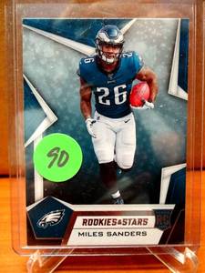 lot 90 image: ROOKIE CARD - 2019 Rookies and Stars Red and Blue #111 Miles Sanders RC Rookie Eagles