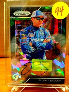 lot 94 image: RARE LIMITED 1999 - 2018 Panini Prizm Driver Signatures Green Prizm 99 Elliott Sadler #DS-ES Auto $$$