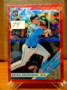 lot 99 image: 2019 Panini Donruss Optic - Brian Anderson #173 Miami Marlins - Red Wave Prizm