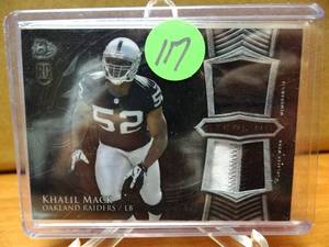 lot 117 image: DUAL RELIC CARD - 2014 Bowman Sterling Rookie Dual Relics Khalil Mack #BSRDR-KM Rookie RC $$$