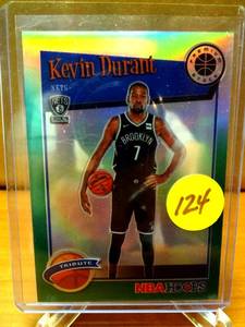 lot 124 image: Kevin Durant 2019-20 Panini NBA Hoops Premium Stock Tribute Green Prizm #284
