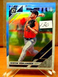 lot 130 image: 2019 Optic Baseball Justin Verlander Houston Astros Carolina Blue & White Prizm