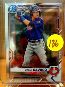 lot 136 image: ROOKIE PROSPECT - Keoni Cavaco 2021 Bowman Chrome Prospects #BCP-73 Minnesota Twins
