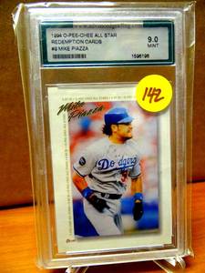 lot 142 image: GRADED MINT - Mike Piazza 1994 O Pee Chee All Star Redemption #9 Advanced Grading Mint 9 $$$
