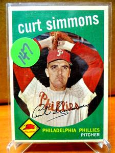 lot 147 image: VINTAGE Curt Simmons #382 Topps 1959 Baseball Card (Philadelphia Phillies) $$