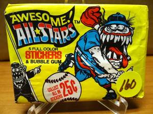 lot 160 image: 1988 Leaf Baseball Awesome All-Stars Stickers & Bubble Gum Wax Pack