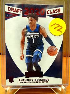 lot 172 image: RED FOIL ROOKIE - 2020-2021 Panini Contenders Anthony Edwards 2020 Draft Class RC $$