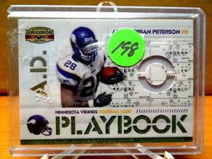 lot 198 image: LIMITED EDITION RELIC 023250 - 2008 Donruss Gridiron Gear Playbook Silver 250 Adrian Peterson #PL-1