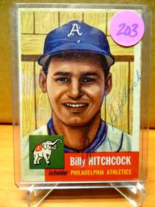 lot 203 image: RARE VINTAGE SIGNED - 1953 Topps Billy Hitchcock #17 - PHILADELPHIA PHILLIES $$$