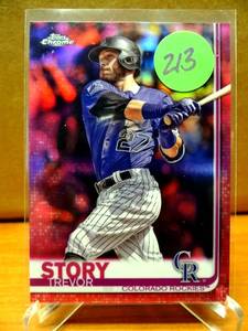 lot 213 image: 2019 Topps Chrome PINK Refractor Trevor Story #183 Rockies $