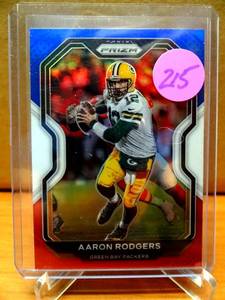 lot 215 image: 2020 PANINI PRIZM AARON RODGERS #206 RWB PACKERS $$$